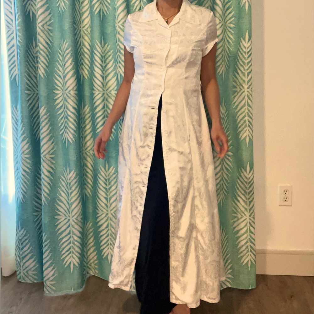 Vintage Satin White Jacquard Dress Jacket